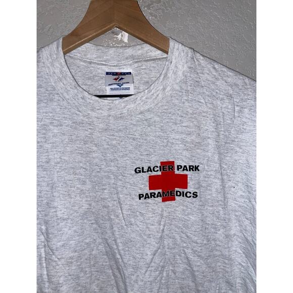Vintage Glacier Park Shirt Paramedics Medic Gray Jerzees Tee 90s VTG XL - Picture 2 of 7